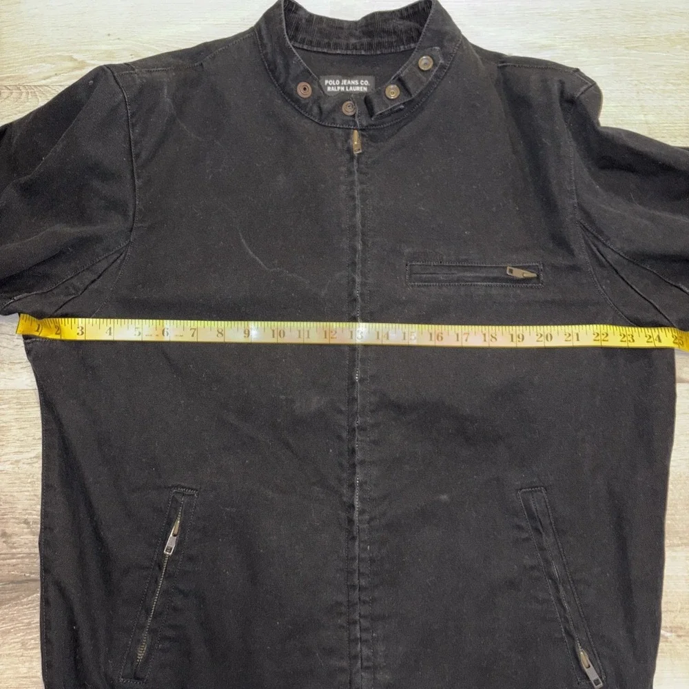 Vintage Polo Jeans Co Moto Racer Canvas Jacket Full Zip Men's XL Black